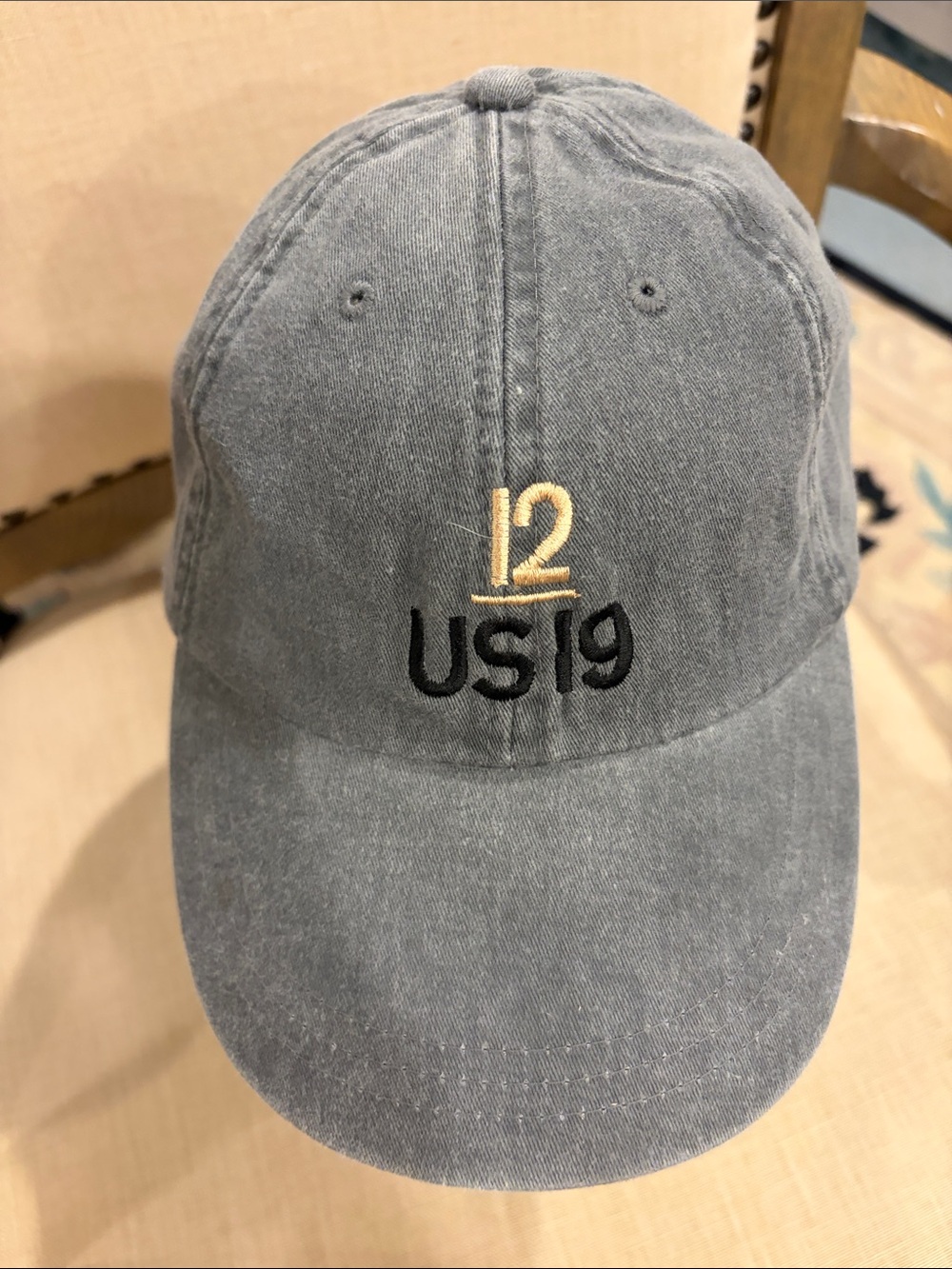 Adam’s 12 US19 Embroidered Logo Gray Men's Baseball Cap Nefertiti on the back